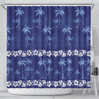 Blue Hawaii Palm Tree Hibiscus Shower Curtain Fantasy Summer Vibe LT01 - Polynesian Pride