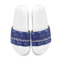 Blue Hawaii Palm Tree Hibiscus Slide Sandals Fantasy Summer Vibe LT01 Blue - Polynesian Pride