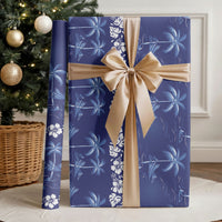 Blue Hawaii Palm Tree Hibiscus Wrapping Paper Fantasy Summer Vibe