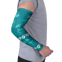 Cyan Hawaii Palm Tree Hibiscus Arm Sleeves Fantasy Summer Vibe LT01 - Polynesian Pride