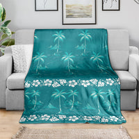 Cyan Hawaii Palm Tree Hibiscus Blanket Fantasy Summer Vibe LT01 - Polynesian Pride