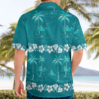 Cyan Hawaii Palm Tree Hibiscus Hawaiian Shirt Fantasy Summer Vibe LT01 - Polynesian Pride