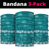 Cyan Hawaii Palm Tree Hibiscus Neck Gaiter Fantasy Summer Vibe LT01 package One Size: 25*50cm Cyan - Polynesian Pride