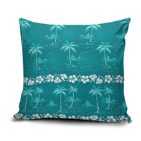 Cyan Hawaii Palm Tree Hibiscus Pillow Cover Fantasy Summer Vibe LT01 Cyan - Polynesian Pride