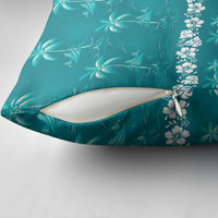 Cyan Hawaii Palm Tree Hibiscus Pillow Cover Fantasy Summer Vibe LT01 - Polynesian Pride