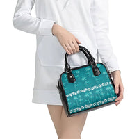 Cyan Hawaii Palm Tree Hibiscus Shoulder Handbag Fantasy Summer Vibe LT01 - Polynesian Pride