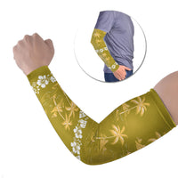 Yellow Hawaii Palm Tree Hibiscus Arm Sleeves Fantasy Summer Vibe LT01 Set of 2 Yellow - Polynesian Pride