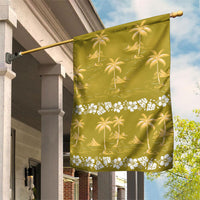 Yellow Hawaii Palm Tree Hibiscus Garden Flag Fantasy Summer Vibe LT01 House Flag Yellow - Polynesian Pride