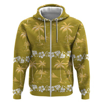 Yellow Hawaii Palm Tree Hibiscus Hoodie Fantasy Summer Vibe LT01 Zip Hoodie Yellow - Polynesian Pride