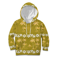 Yellow Hawaii Palm Tree Hibiscus Kid Hoodie Fantasy Summer Vibe LT01 Hoodie Yellow - Polynesian Pride