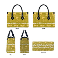 Yellow Hawaii Palm Tree Hibiscus Leather Bag Fantasy Summer Vibe LT01 - Polynesian Pride