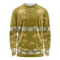Yellow Hawaii Palm Tree Hibiscus Long Sleeve Shirt Fantasy Summer Vibe LT01 Unisex Yellow - Polynesian Pride