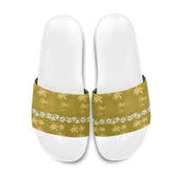 Yellow Hawaii Palm Tree Hibiscus Slide Sandals Fantasy Summer Vibe LT01 Yellow - Polynesian Pride