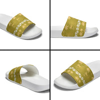 Yellow Hawaii Palm Tree Hibiscus Slide Sandals Fantasy Summer Vibe LT01 - Polynesian Pride