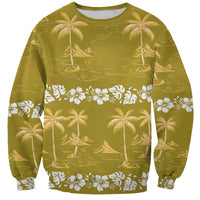Yellow Hawaii Palm Tree Hibiscus Sweatshirt Fantasy Summer Vibe LT01 Unisex Yellow - Polynesian Pride