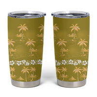 Yellow Hawaii Palm Tree Hibiscus Tumbler Cup Fantasy Summer Vibe