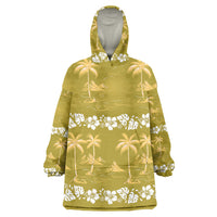 Yellow Hawaii Palm Tree Hibiscus Wearable Blanket Hoodie Fantasy Summer Vibe LT01 One Size Yellow - Polynesian Pride