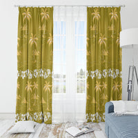 Yellow Hawaii Palm Tree Hibiscus Window Curtain Fantasy Summer Vibe