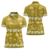 Yellow Hawaii Palm Tree Hibiscus Women Polo Shirt Fantasy Summer Vibe LT01 - Polynesian Pride