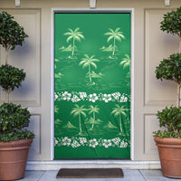 Green Hawaii Palm Tree Hibiscus Door Cover Fantasy Summer Vibe LT01 Green - Polynesian Pride