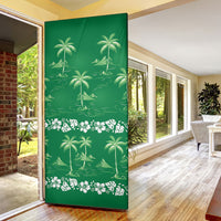 Green Hawaii Palm Tree Hibiscus Door Cover Fantasy Summer Vibe LT01 - Polynesian Pride