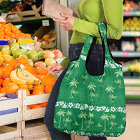Green Hawaii Palm Tree Hibiscus Grocery Bag Fantasy Summer Vibe LT01 - Polynesian Pride