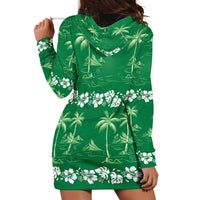 Green Hawaii Palm Tree Hibiscus Hoodie Dress Fantasy Summer Vibe LT01 - Polynesian Pride