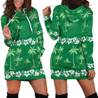 Green Hawaii Palm Tree Hibiscus Hoodie Dress Fantasy Summer Vibe LT01 - Polynesian Pride