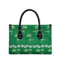 Green Hawaii Palm Tree Hibiscus Leather Bag Fantasy Summer Vibe LT01 - Polynesian Pride