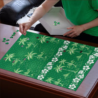 Green Hawaii Palm Tree Hibiscus Puzzle Fantasy Summer Vibe LT01 - Polynesian Pride