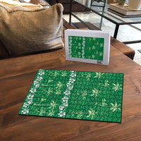 Green Hawaii Palm Tree Hibiscus Puzzle Fantasy Summer Vibe LT01 - Polynesian Pride