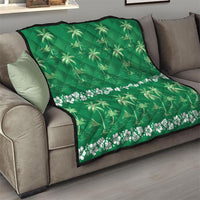 Green Hawaii Palm Tree Hibiscus Quilt Fantasy Summer Vibe LT01 - Polynesian Pride