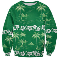 Green Hawaii Palm Tree Hibiscus Sweatshirt Fantasy Summer Vibe LT01 Unisex Green - Polynesian Pride