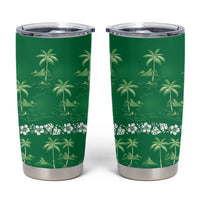Green Hawaii Palm Tree Hibiscus Tumbler Cup Fantasy Summer Vibe