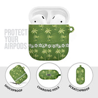 Olive Green Hawaii Palm Tree Hibiscus AirPods Case Fantasy Summer Vibe LT01 - Polynesian Pride