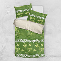 Olive Green Hawaii Palm Tree Hibiscus Bedding Set Fantasy Summer Vibe LT01 US Twin 172cm x 218cm Olive - Polynesian Pride