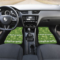 Olive Green Hawaii Palm Tree Hibiscus Car Mats Fantasy Summer Vibe LT01 Set 2pcs - Front Olive - Polynesian Pride