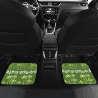 Olive Green Hawaii Palm Tree Hibiscus Car Mats Fantasy Summer Vibe LT01 Set 2pcs - Back Olive - Polynesian Pride