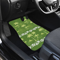Olive Green Hawaii Palm Tree Hibiscus Car Mats Fantasy Summer Vibe LT01 - Polynesian Pride