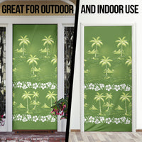 Olive Green Hawaii Palm Tree Hibiscus Door Cover Fantasy Summer Vibe LT01 - Polynesian Pride
