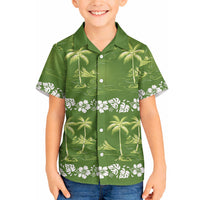 Olive Green Hawaii Palm Tree Hibiscus Hawaiian Shirt Fantasy Summer Vibe LT01 - Polynesian Pride