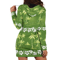 Olive Green Hawaii Palm Tree Hibiscus Hoodie Dress Fantasy Summer Vibe LT01 - Polynesian Pride