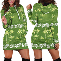 Olive Green Hawaii Palm Tree Hibiscus Hoodie Dress Fantasy Summer Vibe LT01 - Polynesian Pride