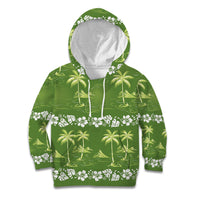 Olive Green Hawaii Palm Tree Hibiscus Kid Hoodie Fantasy Summer Vibe