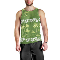 Olive Green Hawaii Palm Tree Hibiscus Men Tank Top Fantasy Summer Vibe LT01 - Polynesian Pride