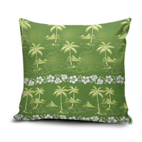 Olive Green Hawaii Palm Tree Hibiscus Pillow Cover Fantasy Summer Vibe LT01 Olive - Polynesian Pride