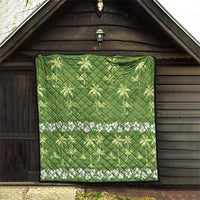 Olive Green Hawaii Palm Tree Hibiscus Quilt Fantasy Summer Vibe LT01 - Polynesian Pride