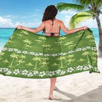 Olive Green Hawaii Palm Tree Hibiscus Sarong Fantasy Summer Vibe LT01 - Polynesian Pride