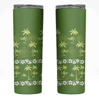 Olive Green Hawaii Palm Tree Hibiscus Skinny Tumbler Fantasy Summer Vibe LT01 Olive - Polynesian Pride
