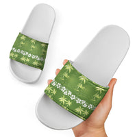 Olive Green Hawaii Palm Tree Hibiscus Slide Sandals Fantasy Summer Vibe LT01 - Polynesian Pride